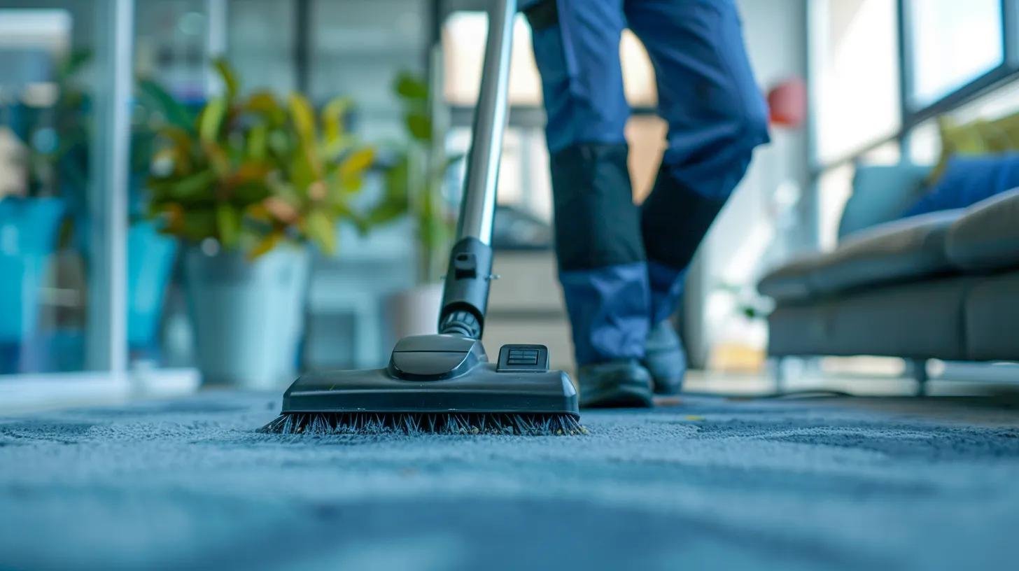 Cleaner vacuuming and sanitizing an office — daily office cleaning in Chippenham