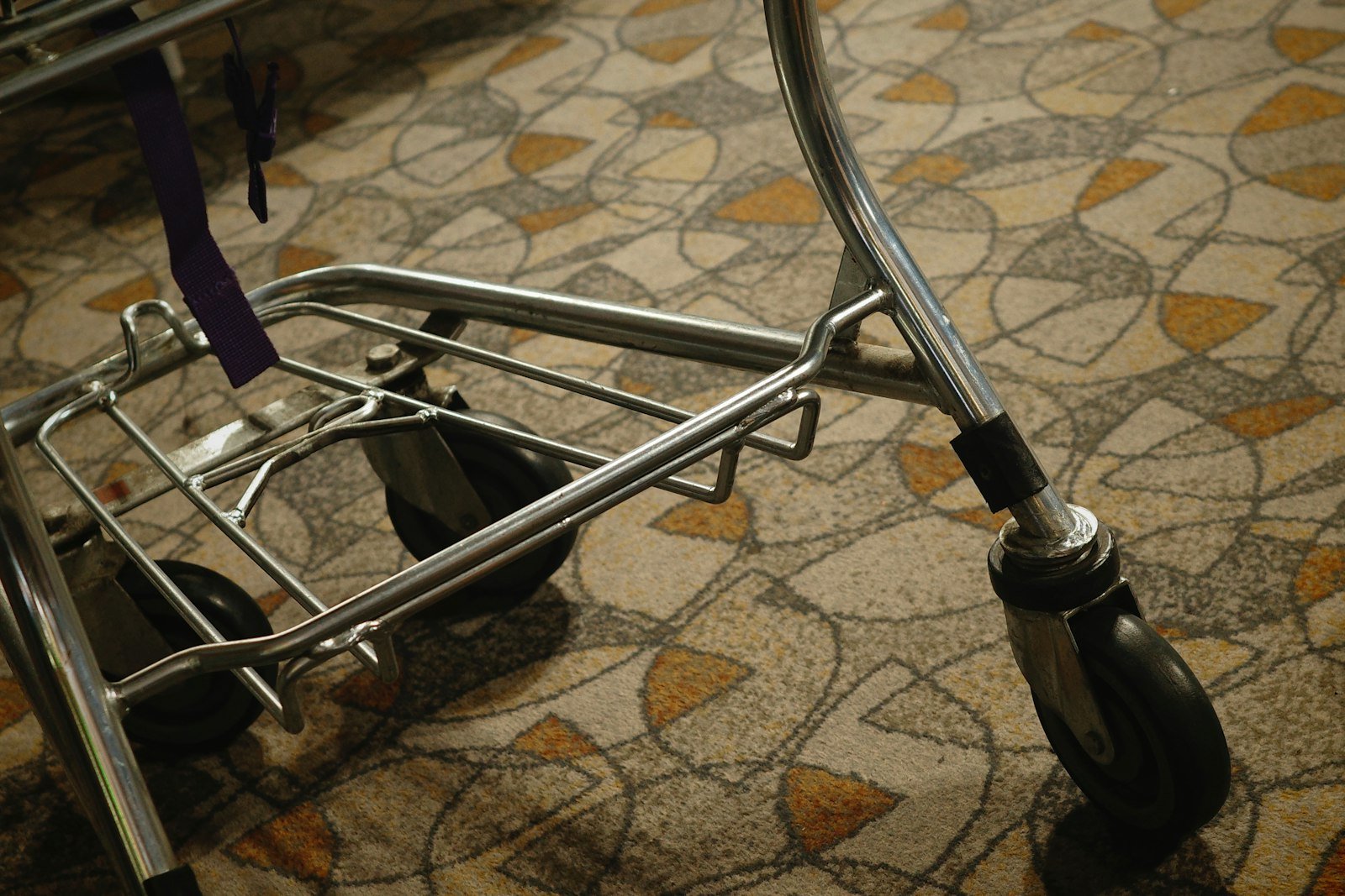 Cleaning cart on patterned floor, highlighting commercial cleaning equipment relevant to services in Corsham.